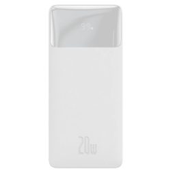   Baseus PPBD050102 Bipow PD Power Bank, hordozható külső akkumulátor 2xUSB/USB-C/micro USB, 20000 mAh, 15W, fehér