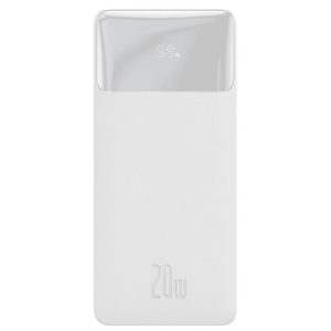 Baseus PPBD050102 Bipow PD Power Bank, hordozható külső akkumulátor 2xUSB/USB-C/micro USB, 20000 mAh, 15W, fehér