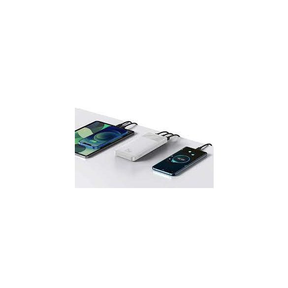Baseus PPBD050102 Bipow PD Power Bank, hordozható külső akkumulátor 2xUSB/USB-C/micro USB, 20000 mAh, 15W, fehér