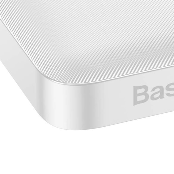 Baseus Bipow Powerbank, hordozható külső akkumulátor 2xUSB-A/USB-C/Micro-USB, LED kijelzővel, 10000 mAh, 20W, fehér