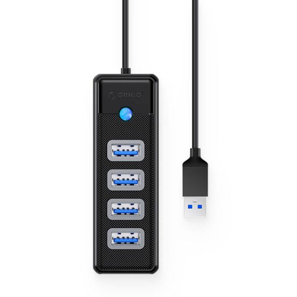 Orico Hub 4xUSB-A 3.0 elosztó, USB-A 3.0 kábellel, 15cm, fekete