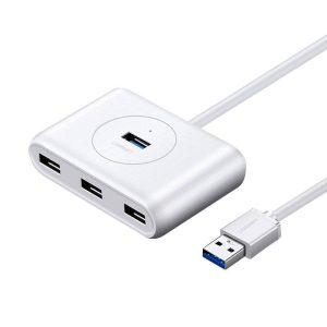 Ugreen 4in1 Hub 4xUSB-A 3.0, 1xMicro-USB elosztó, USB-A kábellel, 5m, fehér