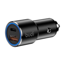   Budi Car Charger autós szivargyújtó töltő, QC 3.0 USB-A/USB-C, 36W, fekete