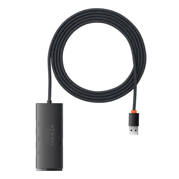 Baseus OS-Lite 4-Port Hub 4xUSB-A 3.0 elosztó, USB-A kábellel, 25cm, fekete