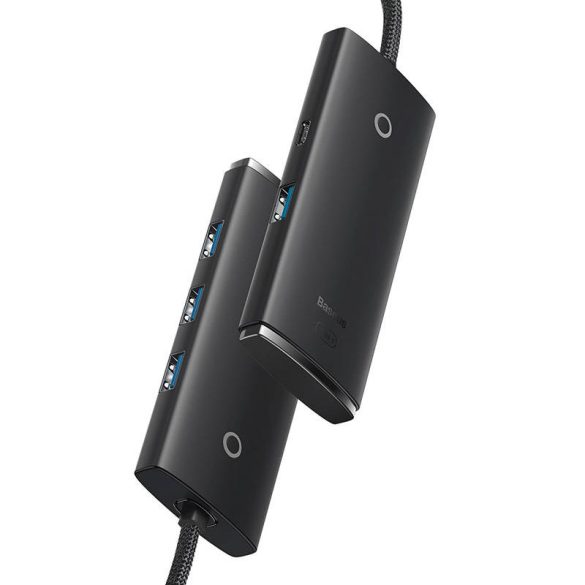 Baseus OS-Lite 4-Port Hub 4xUSB-A 3.0 elosztó, USB-A kábellel, 25cm, fekete