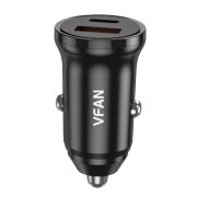   Vipfan C03 Car Charger autós szivargyújtó, USB-A/USB-C, PD/QC, 20W, fekete