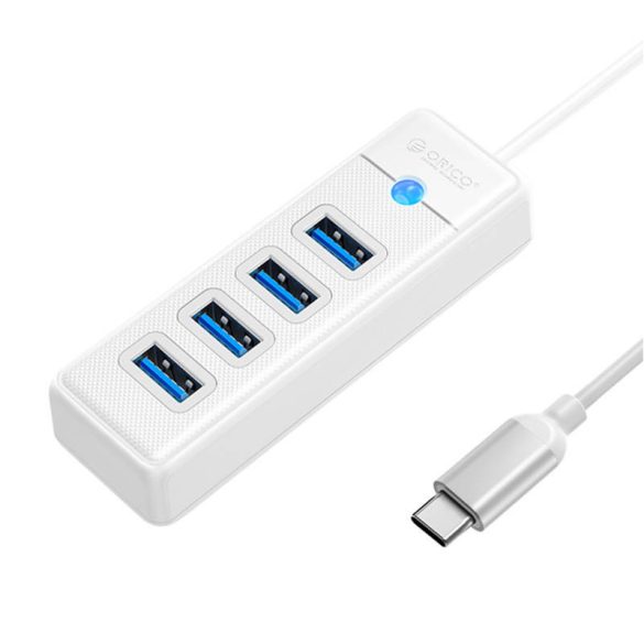 Orico Hub 4xUSB-A 3.0 elosztó, USB-C kábellel, 15cm, fehér