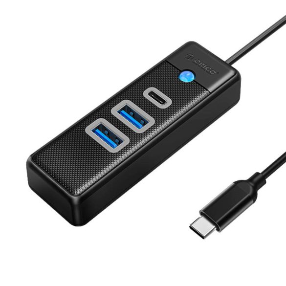 Orico Hub 2xUSB-A 3.0, 1xUSB-C elosztó, USB-C kábellel, 15cm, fekete