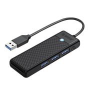   Orico 4in1 Hub 4xUSB-A 3.0, Micro SD/SD 3.0 kártya elosztó, USB-A kábellel, fekete