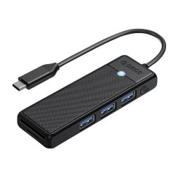   Orico 4in1 Hub 4xUSB-A 3.0, TF/SD kártya elosztó, USB-C kábellel, fekete