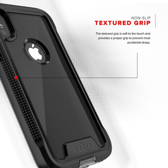 Zizo ION Triple Layered Hybrid iPhone X/Xs ütésálló hátlap, tok és edzett üvegfólia, fekete