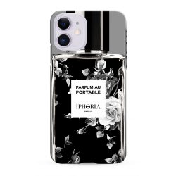   Iphoria iPhone 12/12 Pro Parfum au Portable Black Flowers hátlap, tok, mintás, fekete-fehér