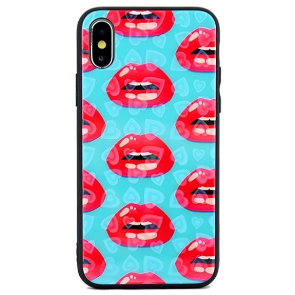 Glass Hearts Lips Samsung Galaxy S9 Plus mintás, hátlap, tok, kék