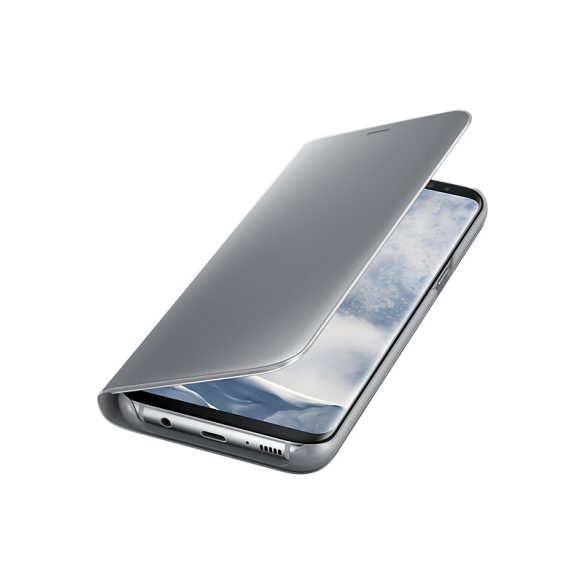 Clear View Case cover Samsung Galaxy A20s oldalra nyíló tok, ezüst