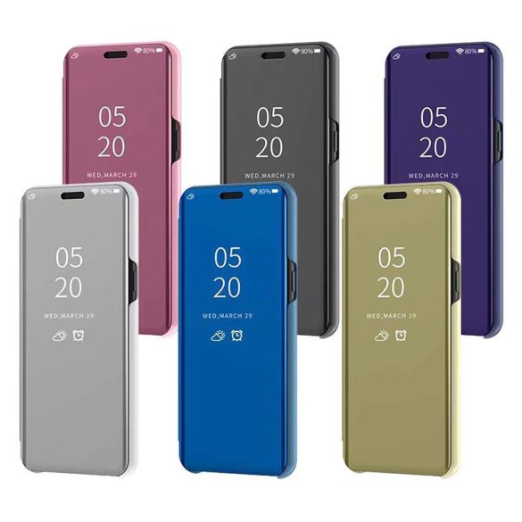 Clear View Case cover Xiaomi Mi 10T Lite 5G oldalranyíló tok, ezüst