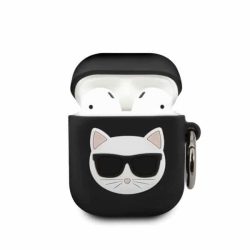 Karl Lagerfeld Apple Airpods Choupette szilikon tok, fekete