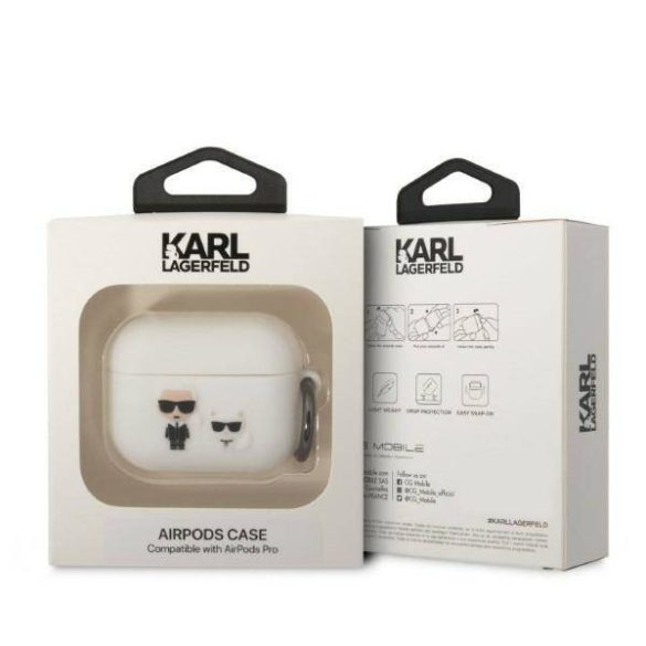 Karl Lagerfeld Airpods Pro Silicone Karl & Choupette (KLACAPSILKCW) tok, fehér