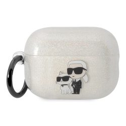   Karl Lagerfeld Airpods Pro 2 Glitter Karl&Choupette tok, átlátszó