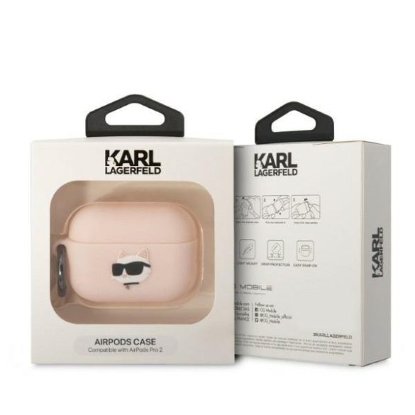 Karl Lagerfeld Airpods Pro 2 Silicone Choupette Head 3D (KLAP2RUNCHP) tok, rózsaszín