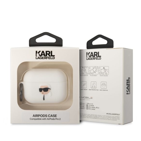 Karl Lagerfeld Airpods Pro 2 Silicone Karl Head 3D (KLAP2RUNIKH) tok, fehér