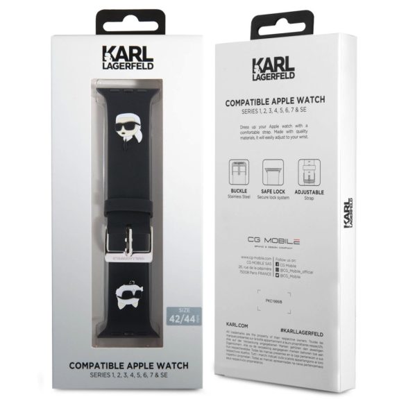 Karl Lagerfeld Karl and Choupette Head NFT Watch Strap (KLAWLSLKCNK) Apple Watch 42/44/45/49 mm szilikon óraszíj, fekete
