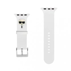   Karl Lagerfeld Apple Watch 1/2/3/4/5/6/7/Se 38/40/41mm Karl & Choupette szilikon óraszíj, fehér
