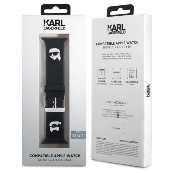 Karl Lagerfeld Karl and Choupette Head NFT Watch Strap (KLAWMSLKCNK) Apple Watch 38/40/41 mm szilikon óraszíj, fekete