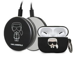   Karl Lagerfeld Mirror Powerbank 2000mAh + Apple Airpods Pro szilikon tok, fekete
