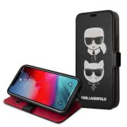   Karl Lagerfeld iPhone 12 Mini 3D Rubber Heads (KLFLBKSP12SFKICKC) oldalra nyíló tok, fekete