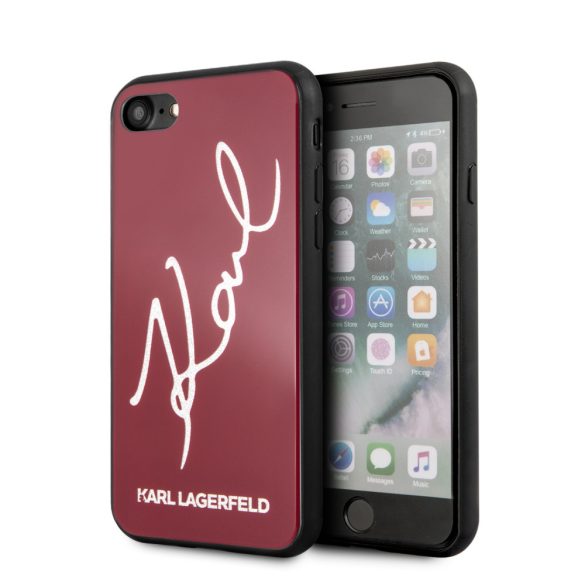 Karl Lagerfeld Hard Case Glitter Signature iPhone 6/6S/7/8/SE (2020) (KLHCI8DLKSRE) hátlap, tok, piros