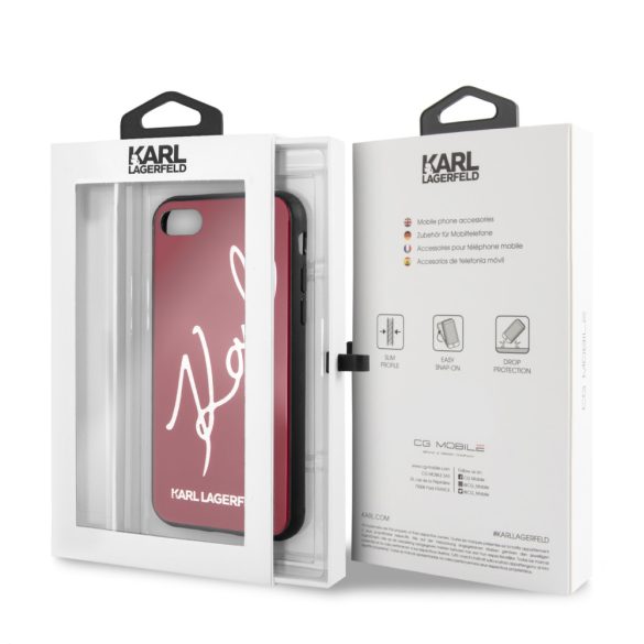 Karl Lagerfeld Hard Case Glitter Signature iPhone 6/6S/7/8/SE (2020) (KLHCI8DLKSRE) hátlap, tok, piros