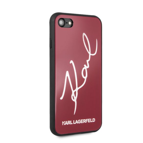 Karl Lagerfeld Hard Case Glitter Signature iPhone 6/6S/7/8/SE (2020) (KLHCI8DLKSRE) hátlap, tok, piros