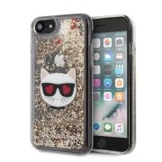   Karl Lagerfeld iPhone 7/8/SE (2020) Floating Hearts Choupette Glitter (KLHCI8LCGLGO) hátlap, tok, arany