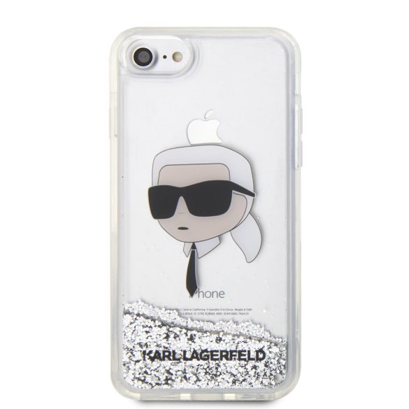 Karl Lagerfeld iPhone 7/8/SE (2020/2022) Glitter Karl Head (KLHCI8LNKHCH) hátlap, tok, ezüst