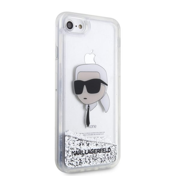 Karl Lagerfeld iPhone 7/8/SE (2020/2022) Glitter Karl Head (KLHCI8LNKHCH) hátlap, tok, ezüst