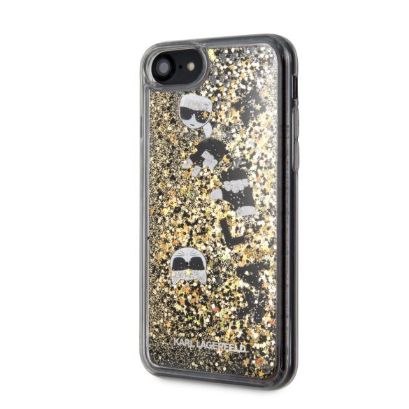 Karl Lagerfeld iPhone 7/8/SE (2020) Floating Charms Liquid Glitter Iconic (KLHCI8ROGO) hátlap, tok, arany