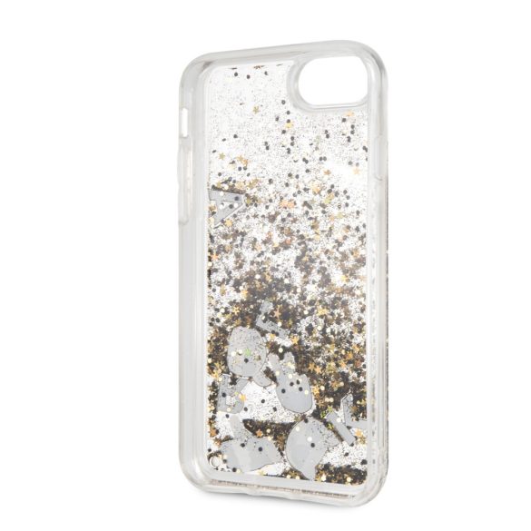 Karl Lagerfeld iPhone 7/8/SE (2020) Floating Charms Liquid Glitter Iconic (KLHCI8ROGO) hátlap, tok, arany