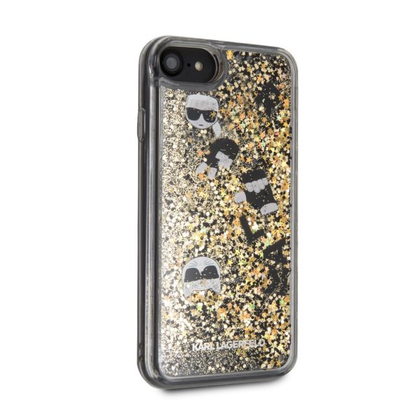 Karl Lagerfeld iPhone 7/8/SE (2020) Floating Charms Liquid Glitter Iconic (KLHCI8ROGO) hátlap, tok, arany