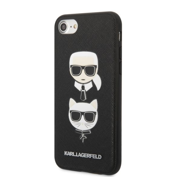 Karl Lagerfeld iPhone 7/8/SE (2020/2022) Saffiano Karl & Choupette Head (KLHCI8SAKICKCBK) hátlap, tok, fekete