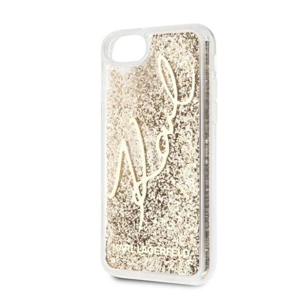 Karl Lagerfeld iPhone 7/8/SE (2020) Liquid Glitter Signature (KLHCI8TRKSGO) hátlap, tok, arany