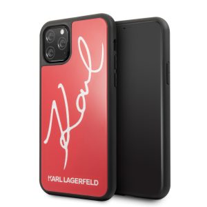 Karl Lagerfeld iPhone 11 Pro Glitter Signature (KLHCN58DLKSRE) hátlap, tok, piros