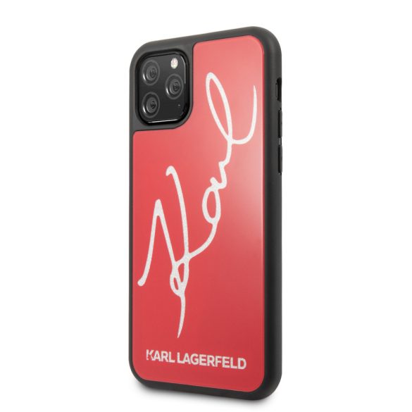 Karl Lagerfeld iPhone 11 Pro Glitter Signature (KLHCN58DLKSRE) hátlap, tok, piros