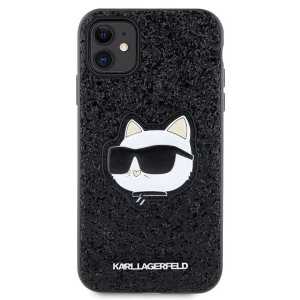 Karl Lagerfeld iPhone 11/XR Glitter Choupette (KLHCN61G2CPK) hátlap, tok, fekete