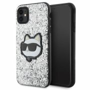   Karl Lagerfeld iPhone 11/Xr Glitter Choupette Patch (KLHCN61G2CPS) hátlap, tok, ezüst