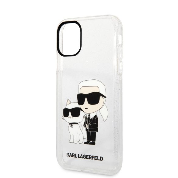 Karl Lagerfeld iPhone 11 Iconic Glitter Karl & Choupette (KLHCN61HNKCTGT) hátlap, tok, átlátszó