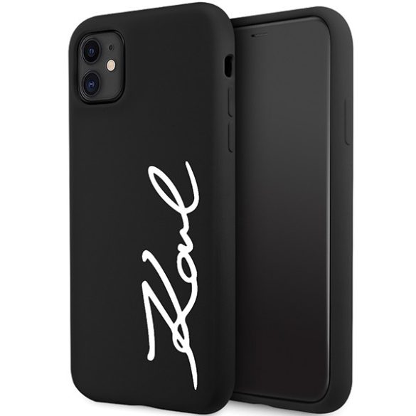 Karl Lagerfeld iPhone 11/Xr Silicone Signature (KLHCN61SKSVGK) hátlap, tok, fekete