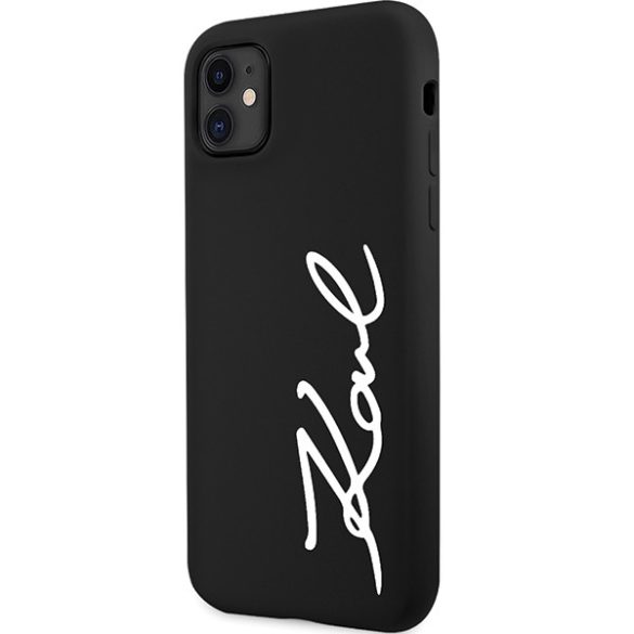 Karl Lagerfeld iPhone 11/Xr Silicone Signature (KLHCN61SKSVGK) hátlap, tok, fekete