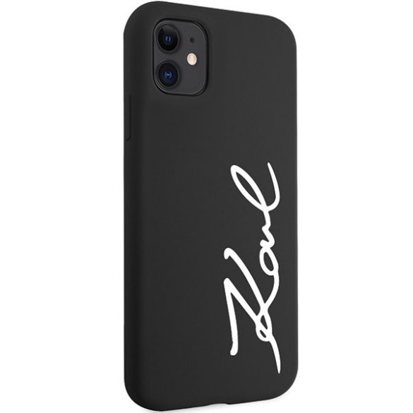 Karl Lagerfeld iPhone 11/Xr Silicone Signature (KLHCN61SKSVGK) hátlap, tok, fekete