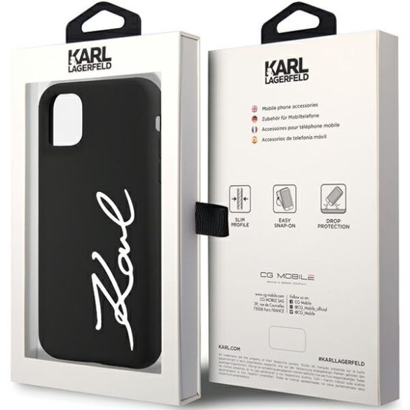 Karl Lagerfeld iPhone 11/Xr Silicone Signature (KLHCN61SKSVGK) hátlap, tok, fekete