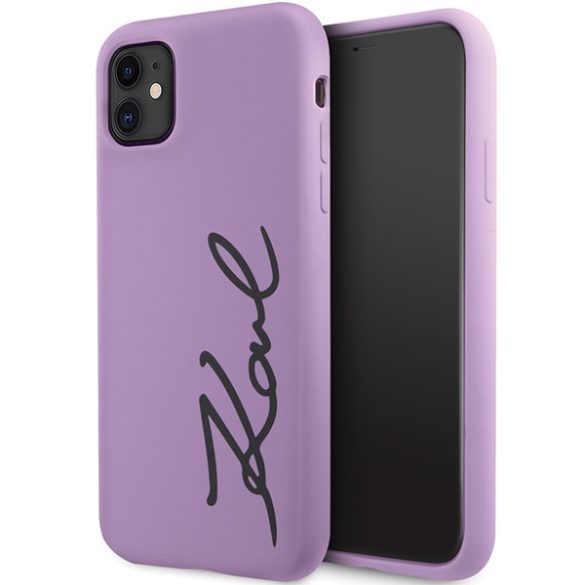 Karl Lagerfeld iPhone 11/Xr Silicone Signature (KLHCN61SKSVGU) hátlap, tok, lila